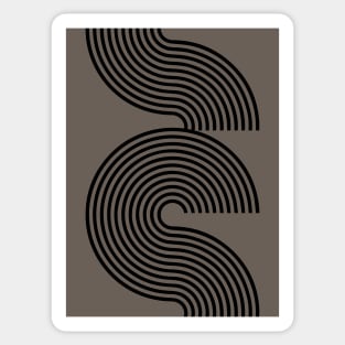 Warm Dark Grey 70s Style Retro Line Pattern Sticker